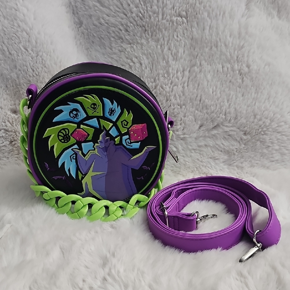 Purple and Green Round Crossbody Bag